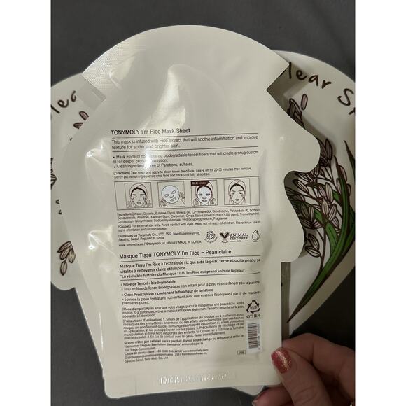 TONYMOLY TONY MOLY I'M RICE (CLEAR SKIN) Mask 10 COUNT Face Masks Set - Picture 2 of 3